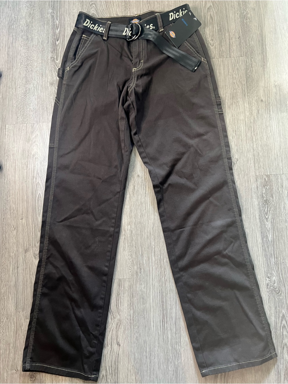 Dickies Dark Brown Straight-Leg Pants With Belt